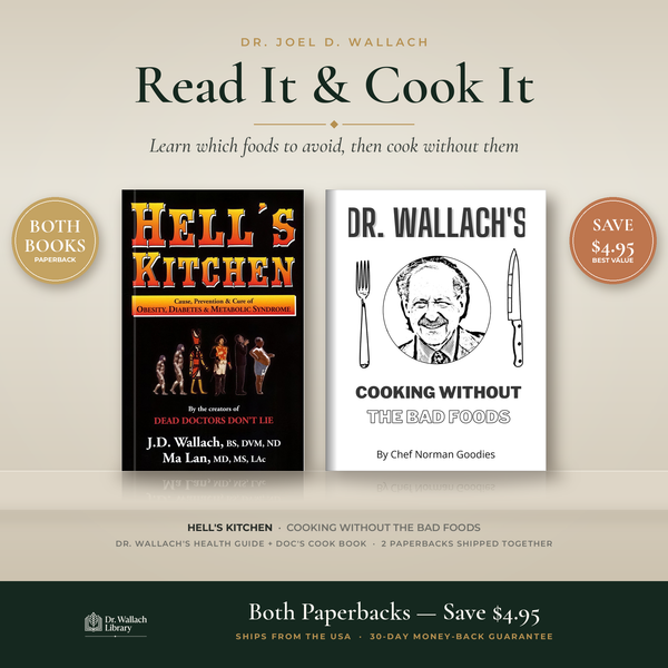 Hell's Kitchen and Doc's Cook Book paperback pair by Dr. Wallach, Youngevity